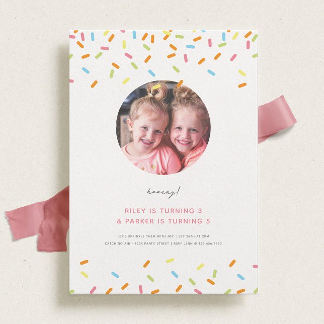 Invitation Sweet Sprinkle Kids Joint Birthday Party Photo (Créateur téléchargé)