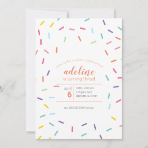 Invitation Sweet Sprinkles fête d'anniversaire