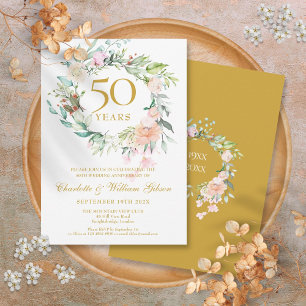 Invitation Sweet Summer Roses Garland 50e anniversaire