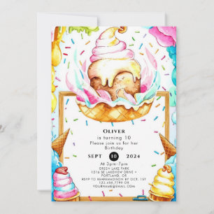 Invitation Sweet sur mesure crème glacée magique Anniversaire