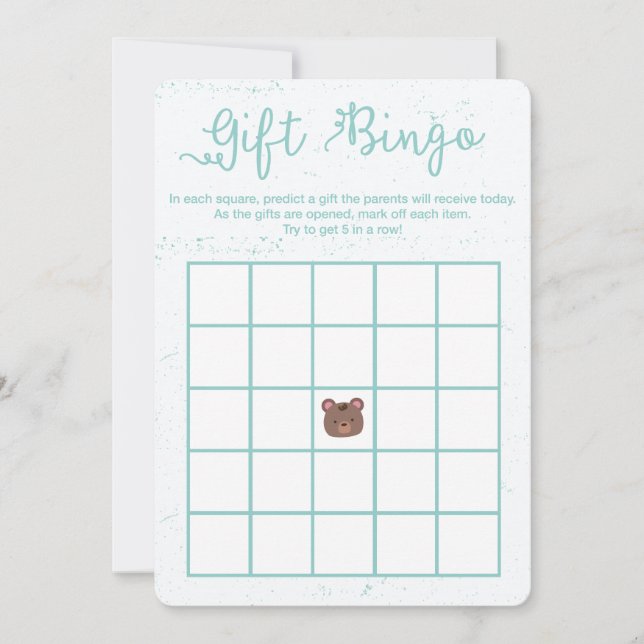 Invitation Sweet Teddy Blue Boy Baby shower Bingo Jeu (Devant)