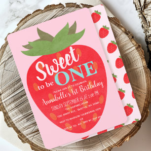 Invitation Sweet to be One Strawberry Kids First Birthday