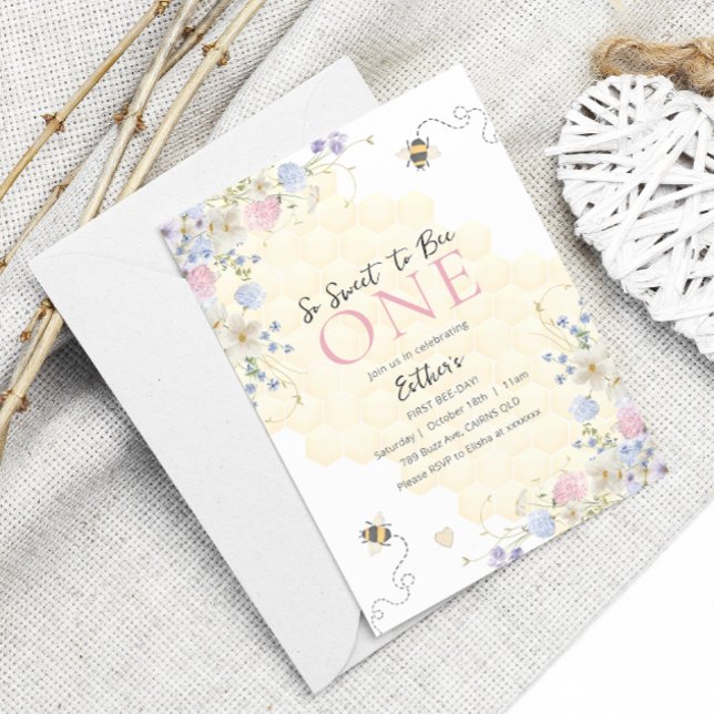 Invitation Sweet To Bee One Honey Girls Premier Anniversaire (Créateur téléchargé)