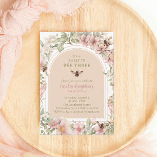 Invitation Sweet to Bee Trois Fleurs sauvages Troisième anniv
