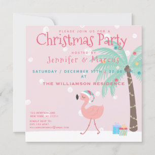 Invitation Sweet Tropical Père Noël Flamant rose Noël