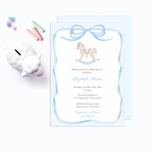 Invitation Sweet Vintage Rocking Horse Boy Baby shower Party