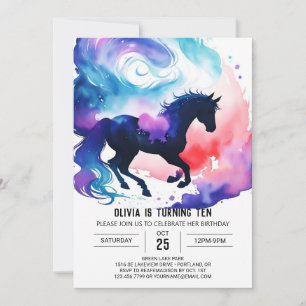 Invitation Sweet Watercolor Cheval pour enfants Anniversaire