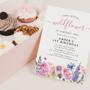 Invitation Sweet Watercolor Fleur sauvage 1er anniversaire