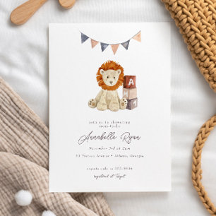 Invitation Sweet Watercolor Lion Baby shower de jouets pour b