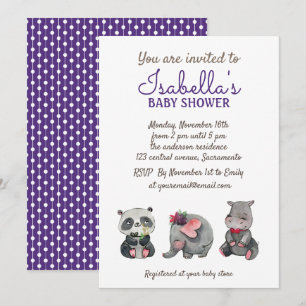 Invitation Sweet Watercolor Safari Animaux Baby shower