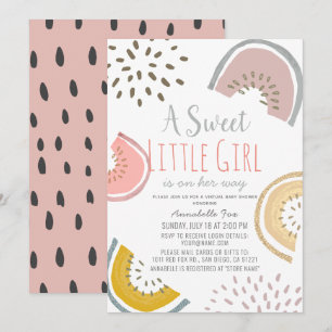 Invitation Sweet Watermelon Boho Baby shower virtuel