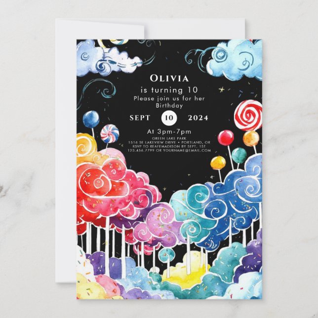 Invitation Sweet Whimsical Candyland Anniversaire (Devant)