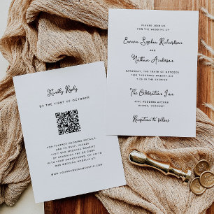 Invitation Sweet Whimsical noir et blanc   Code QR Mariage