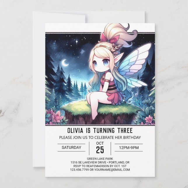 Invitation Sweet Whimsy Fairy Anniversaire (Devant)