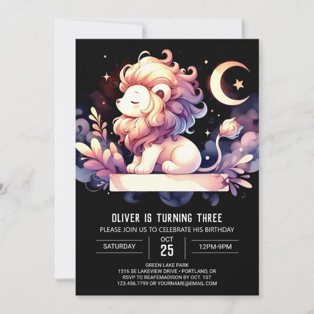 Invitation Sweet Whimsy Lion anniversaire (Devant)