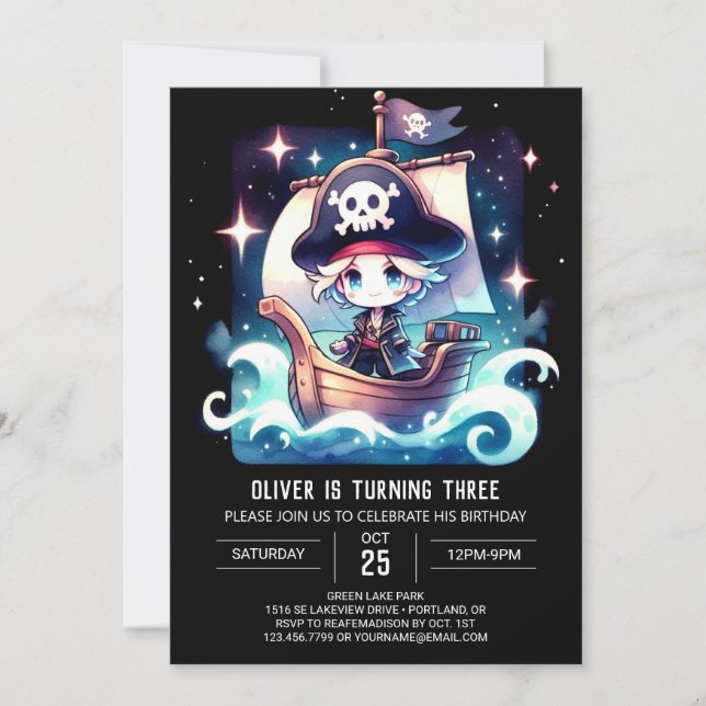 Invitation Sweet Whimsy Pirate anniversaire (Devant)