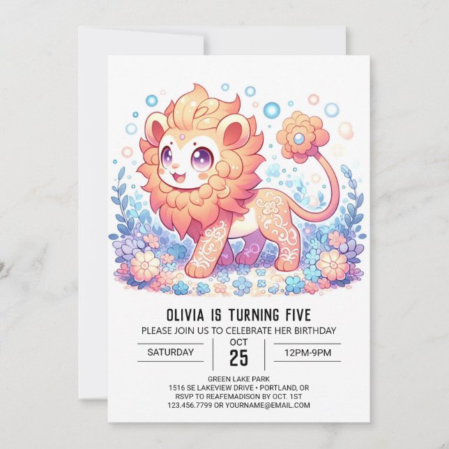 Invitation Sweet Wild Lion numérique anniversaire (Devant)