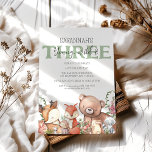 Invitation Sweet Woodland Animal Kids Birthday Party<br><div class="desc">Are you planning a special birthday celebration for your childs 3rd birthday? Celebrate your childs growing independence and love of animals with this adorable Sweet Woodland Animal young wild & three Birthday Invitation! Featuring a sweet and fun woodland animal design, this invitation will make your child’s birthday extra special. The...</div>
