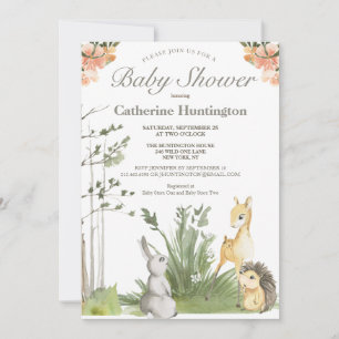 Invitation Sweet Woodland Animaux Baby showers Livres pour bé