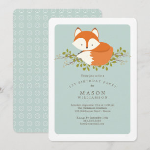 Invitation Sweet Woodland Baby Fox fête d'anniversaire