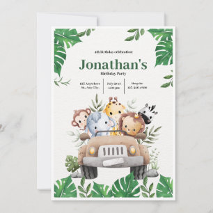 Invitation Sweet Woodland Forest Animaux 4ème anniversaire ga