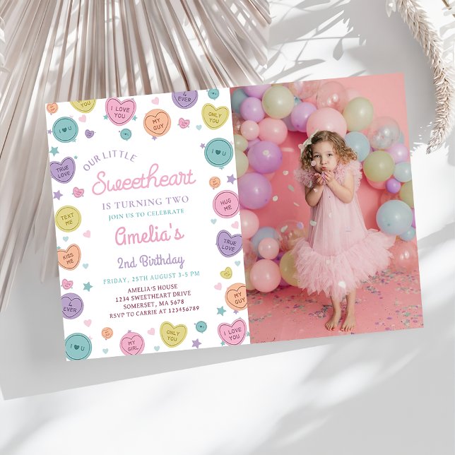 Invitation Sweetheart Candy Valentine Anniversaire Photo (Créateur téléchargé)