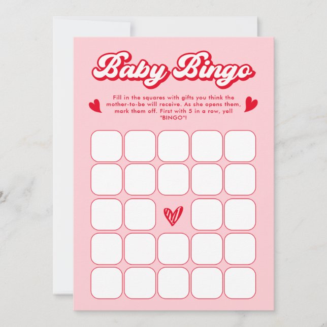 Invitation Sweetheart Valentine Baby Shower Baby Bingo Game (Devant)
