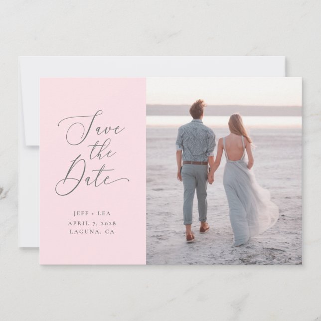 Invitation Swept Letters Beautiful Enregistrer la date avec Q (Devant)
