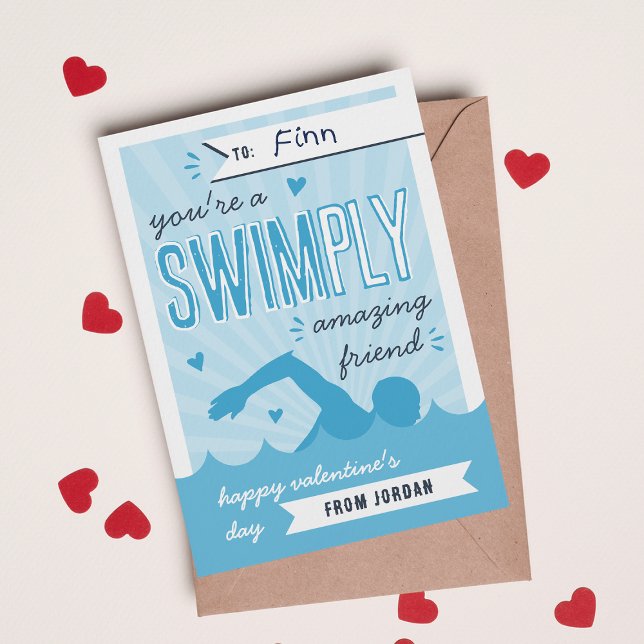 Invitation Swimply Amazing | Swim Valentine's Day Card (Créateur téléchargé)