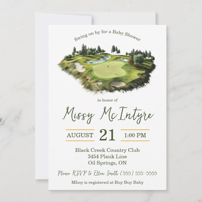 Invitation Swing on By, Golf Baby shower à thème (Devant)
