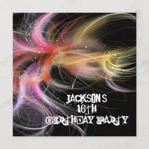 Invitation Swirl 16e Anniversaire de l'espace multicolore noi