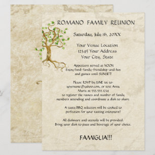 Invitation Swirl Tree Roots Antique Famille Réunion Pique-niq