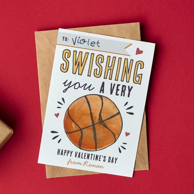 Invitation Swish Basketball Classroom Valentine's Day Card (Créateur téléchargé)