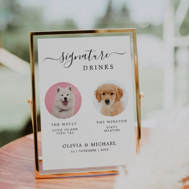 Invitation Symbole animal de compagnie de barre de chien pers (Custom Dog Bar Pet Sign | Signature Drinks Wedding Invitation)