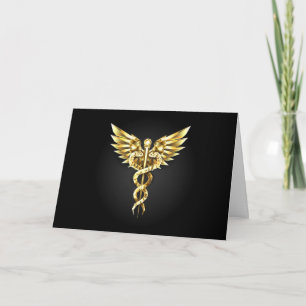 Invitation Symbole caducee polygonale or