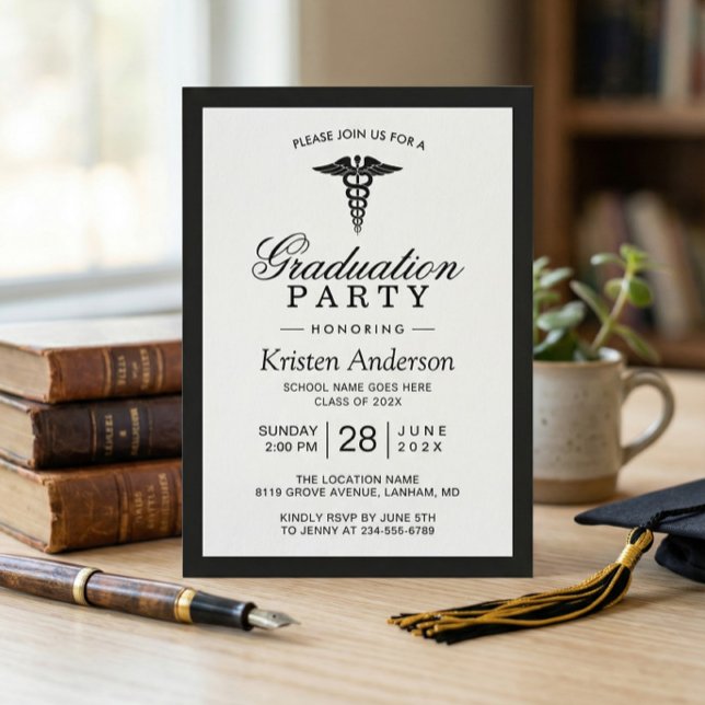 Invitation Symbole Caduceus Médicale School Graduation Party (Créateur téléchargé)