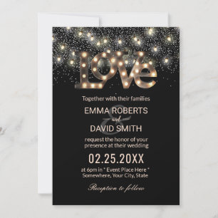 Invitation Symbole d'amour lumières de chaîne Confetti Mariag