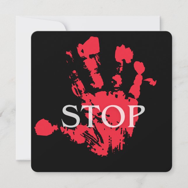 Invitation Symbole d'avertissement « STOP » avec empreinte de (Devant)
