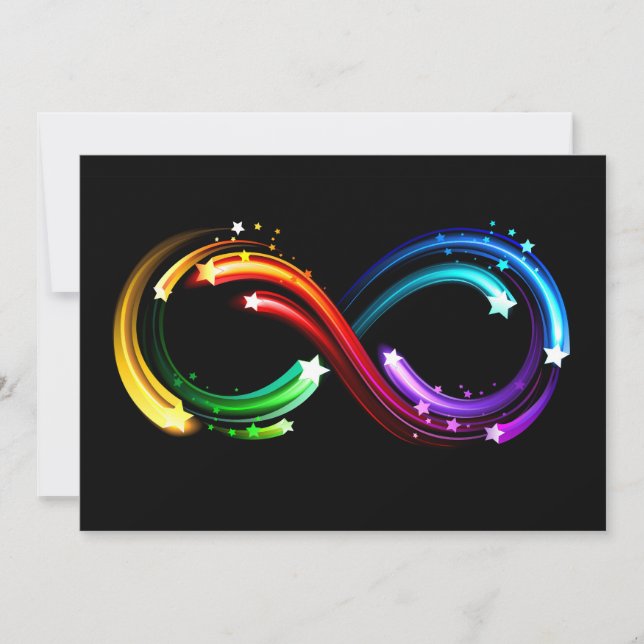 Invitation Symbole de l'infini des comètes arc-en-ciel (Devant)