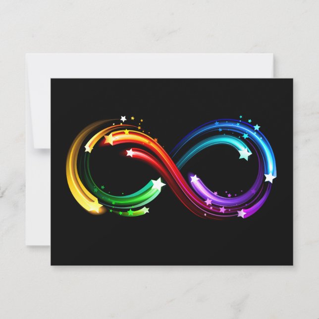 Invitation Symbole de l'infini des comètes arc-en-ciel (Devant)