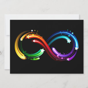 Invitation Symbole de l'infini des comètes arc-en-ciel