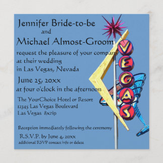 Invitation Symbole de mariage de Las Vegas invitant les néons