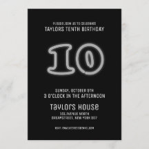 Symbole de Neon blanc 10e fête d'anniversaire à la