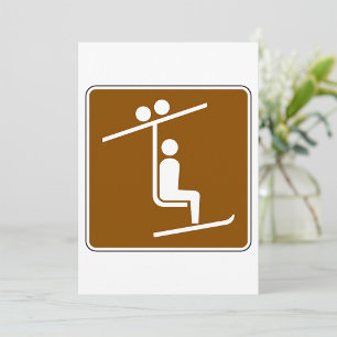 Invitation Symbole de Télésiège Icône Rustique de Sports d'Hi