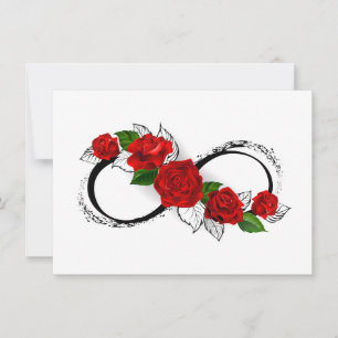 Invitation Symbole d'infini avec roses rouges