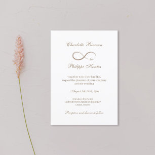 Invitation Symbole d'infini Elegant Gold White Grey Mariage