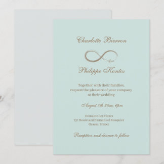 Invitation Symbole d'infini Élégant Mariage Or Teal