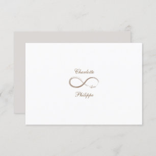 Invitation Symbole d'infini mariage gris blanc or RSVP
