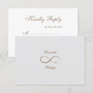 Invitation Symbole d'infini Or Blanc Gris Mariage RSVP