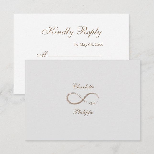 Invitation Symbole d'infini Or Blanc Gris Réponse de mariage (Devant / Derrière)